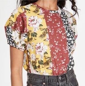 DRA Los Angles Mojito Floral Cotton Puff Sleeve Blouse Size Large